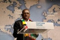 Sibusiso Busi Moyo, ZimbabweÃ¢â¬â¢s foreign minister, gives a talk on his countryÃ¢â¬â¢s foreign policy